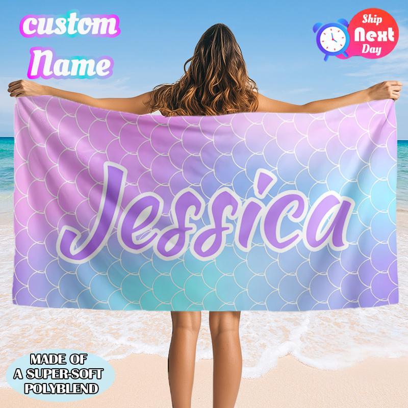 TEMU Personalized Customized Name 30*60 Inches Extra Large Beach Towel, Sand Free Beach Towel Pool Towel, Soft, Absorbent, Quick-drying 100%