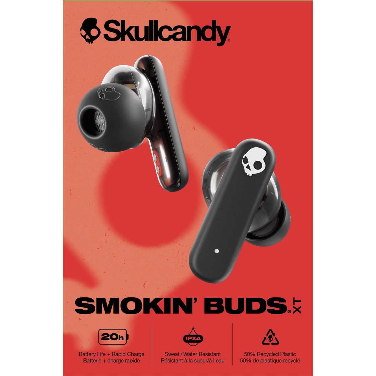 for   smokin buds xt wireless earbuds with bluetooth 5 3   smoky grey new model features low latency water and sweat   each ear can last   of use total 20 hours of long   details 0
