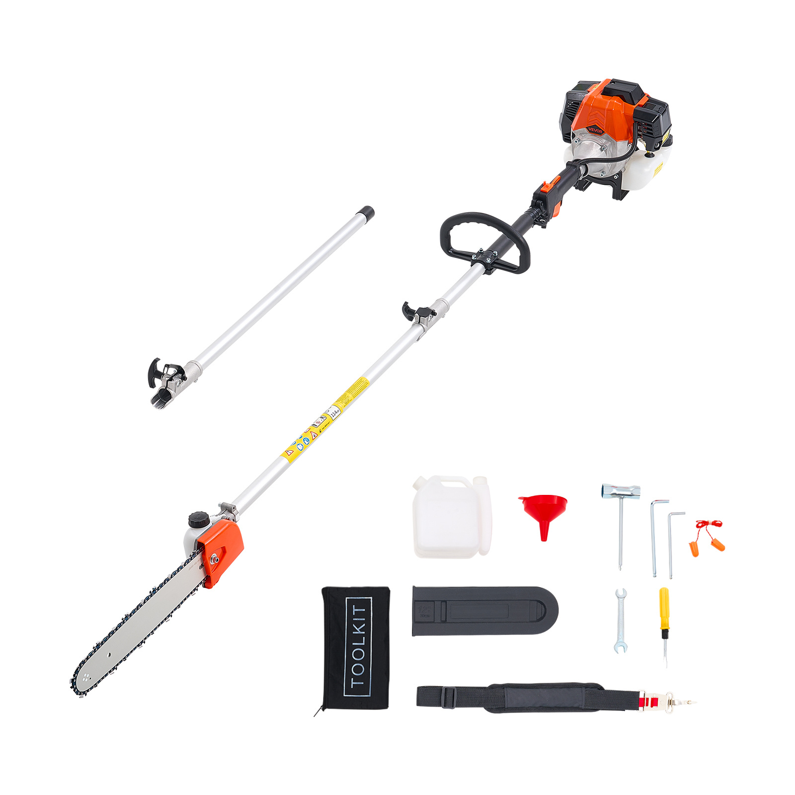 Gas Pole Saw 52cc 2-stroke Extendable Cordless Tree Trimmer 14in Cutting Bar