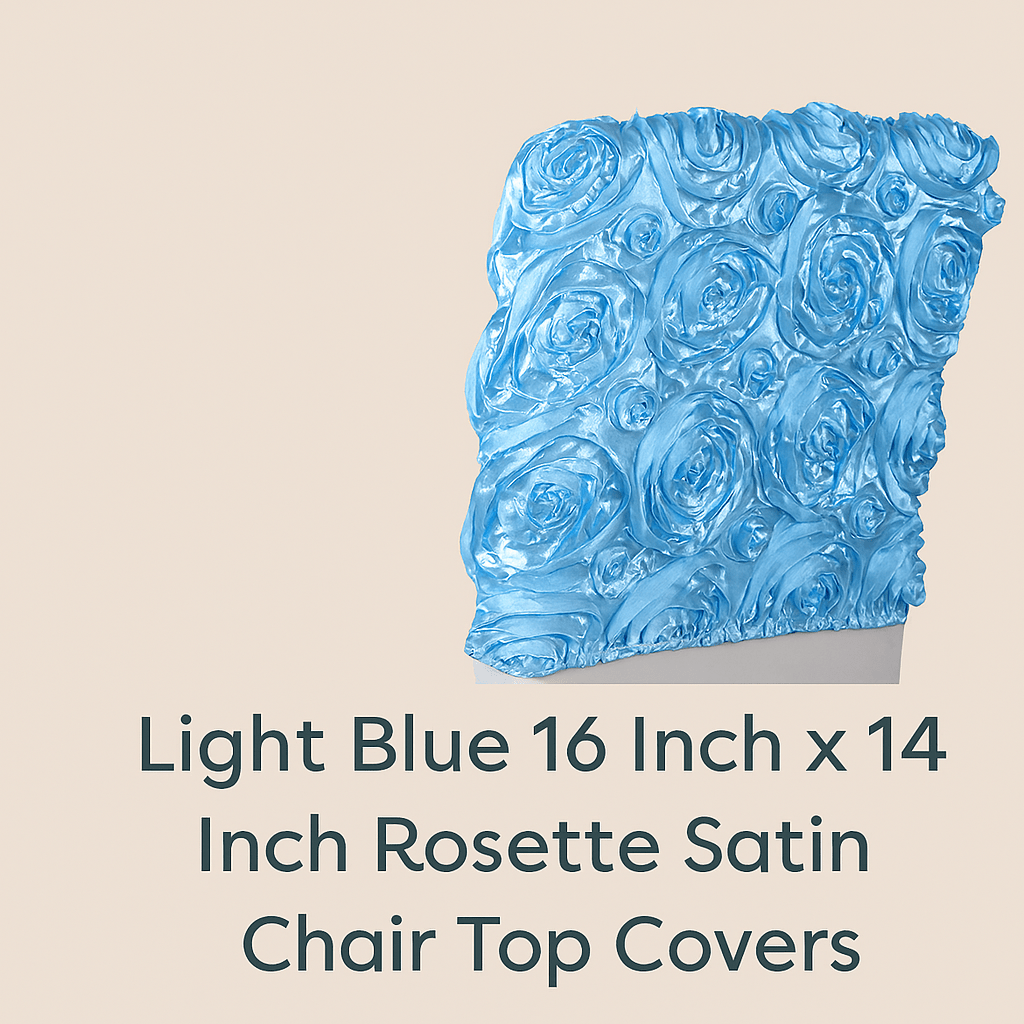 16 Inch X 14 Inch Rosette Satin Chair Top Covers &ndash; Elegant For Weddings, , Quincea&ntilde;eras, Banquets, And Upscale Events