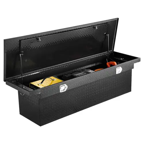 Aluminum Truck Bed Tool Box – Black Lockable Trailer Storage Box 20x12x9.5 – Yibei-tech