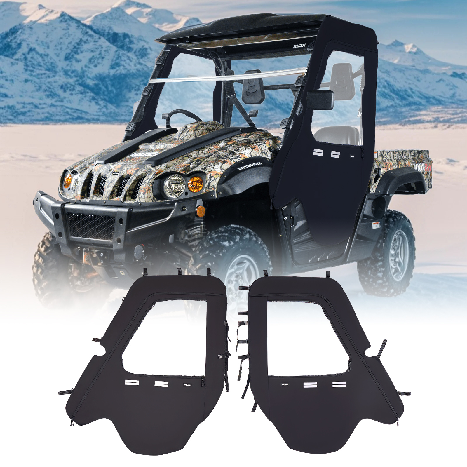 TEMU Utv Cab Enclosure Upper Doors Set Zipper For 500 700 And Axis 500 700