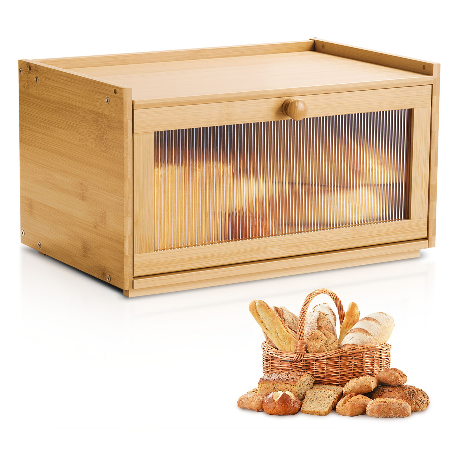 wooden bread box sold on Temu United States