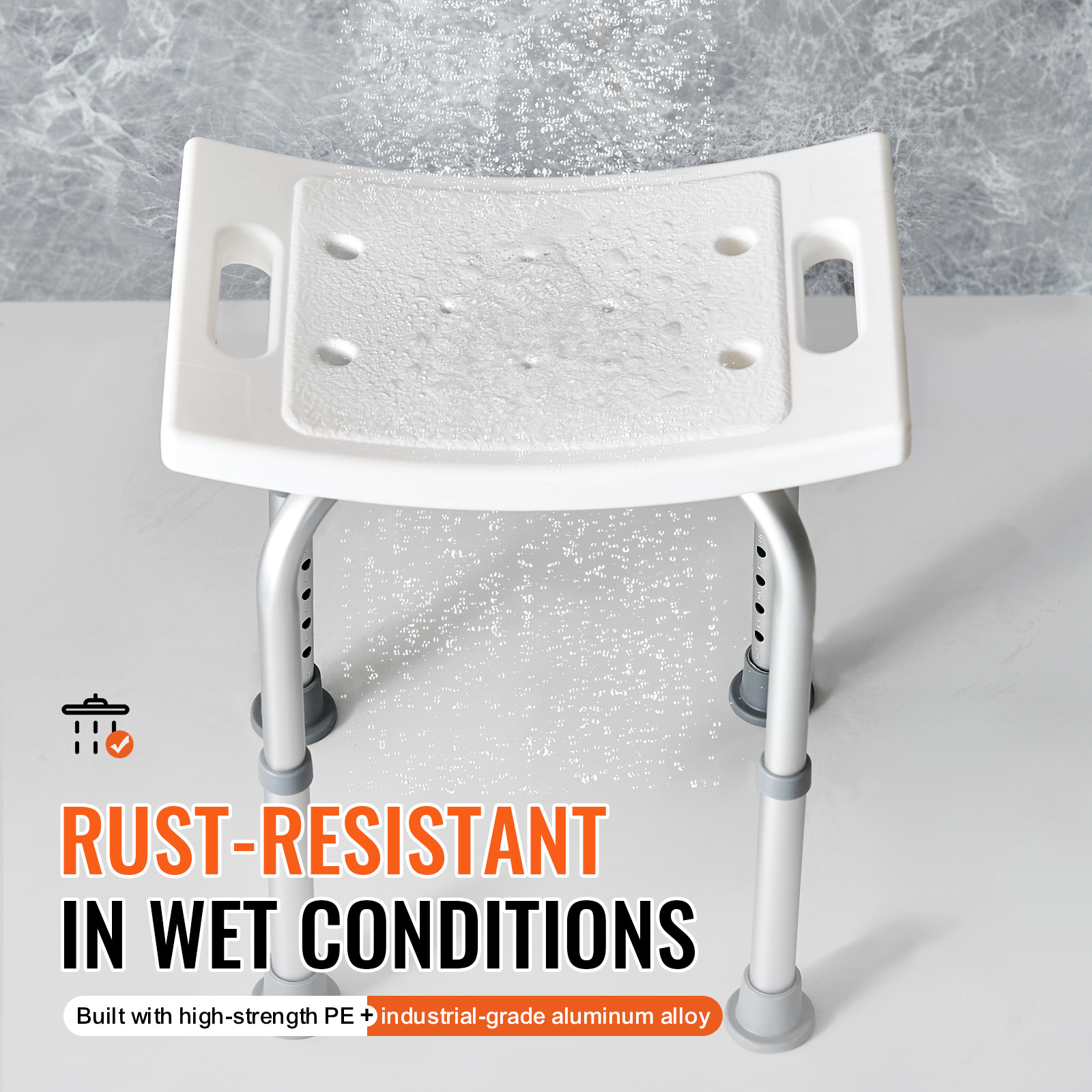   shower chair adjustable height shower stool with built in handles shower seat for inside shower or tub non slip bench bathtub stool seat for elderly disabled handicap 158 8 kg capacity