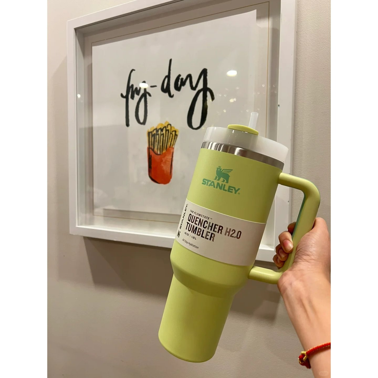 STANLEY Quencher H2.0 Tumbler with Handle and Straw 40 oz | Flowstate 3-Position Lid | Cup Holder Compatible for Travel | Insulated Stainless Steel Cup | BPA-Free | Fluorescent Green