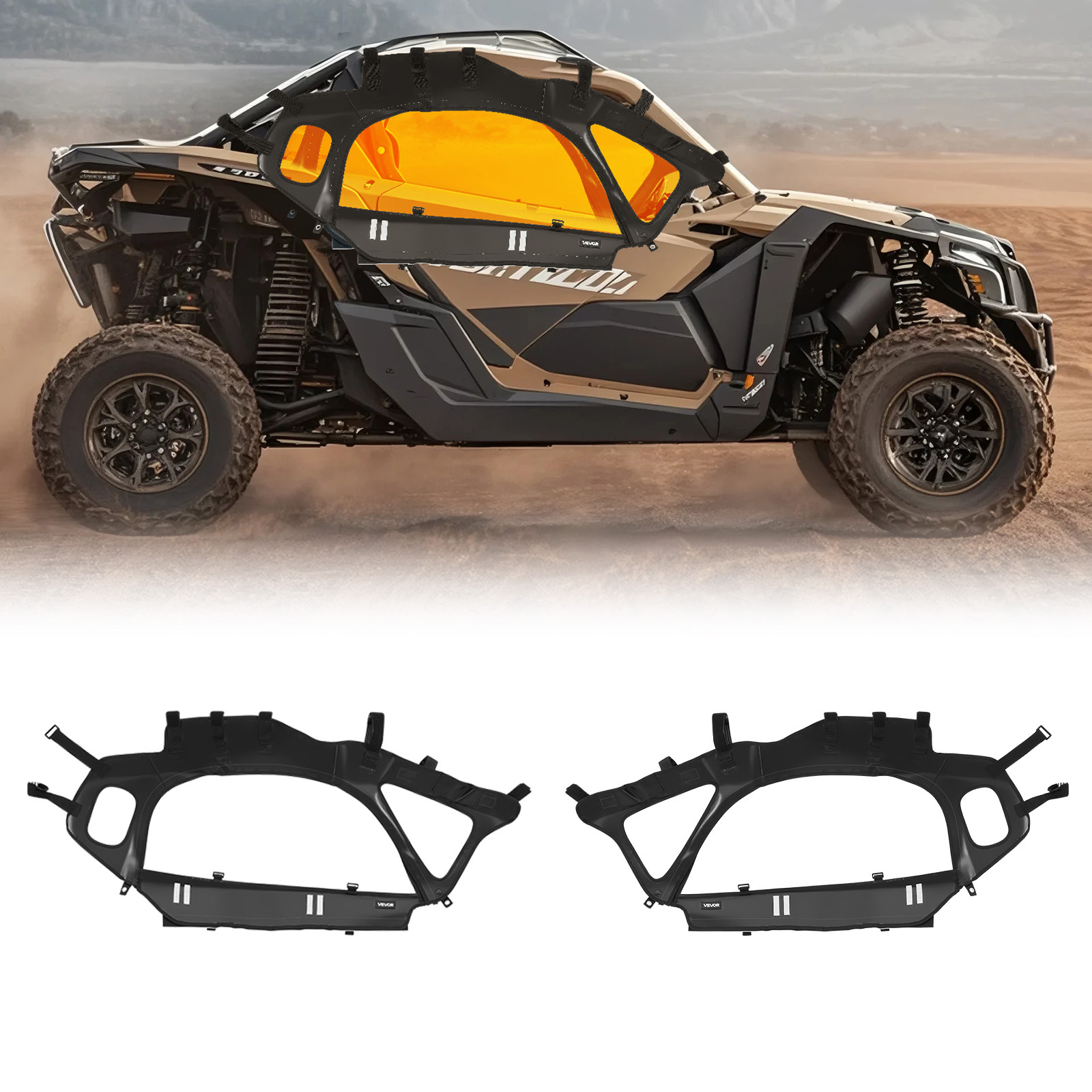 Utv Cab Enclosure Upper Doors Zipper For X3 2-seater 2017-2025