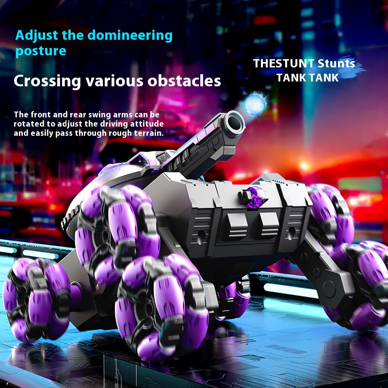 6WD Remote Control Tank Vehicle with Handle Controller - 2.4G wireless technology, 360° rolling, LED lighting, McPherson wheeled design - Rechargeable transformable remote control vehicle, an excellent gift for boys and girls.