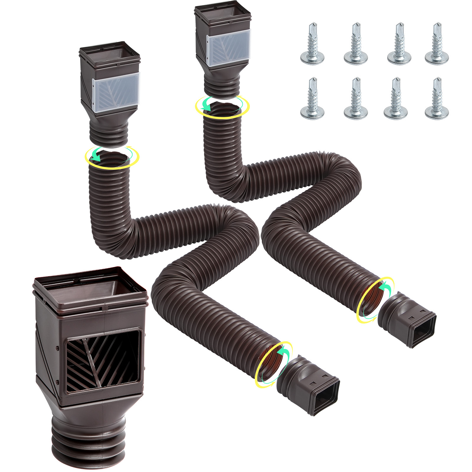 TEMU Vevor Rain Gutter Downspout Extensions 2-pack Flexible Downspout Extender Brown
