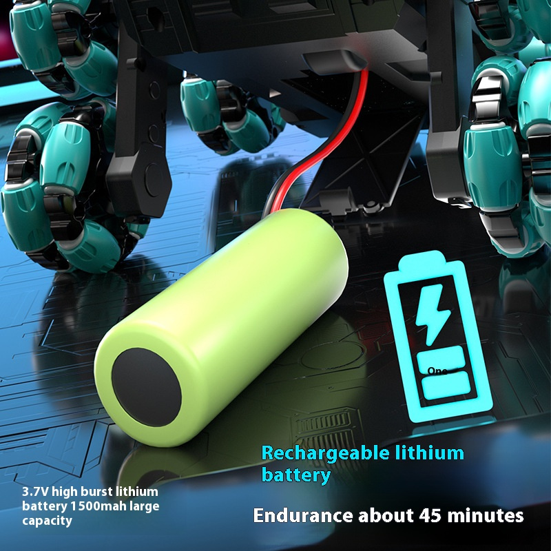 6WD Remote Control Tank Vehicle with Handle Controller - 2.4G wireless technology, 360° rolling, LED lighting, McPherson wheeled design - Rechargeable transformable remote control vehicle, an excellent gift for boys and girls.