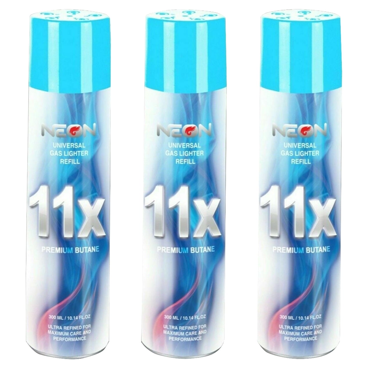 TEMU 3 Cans Neon 11x Refill Butane Fuel Fluid Lighter Ultra 11 Times 10.14 Oz Blue