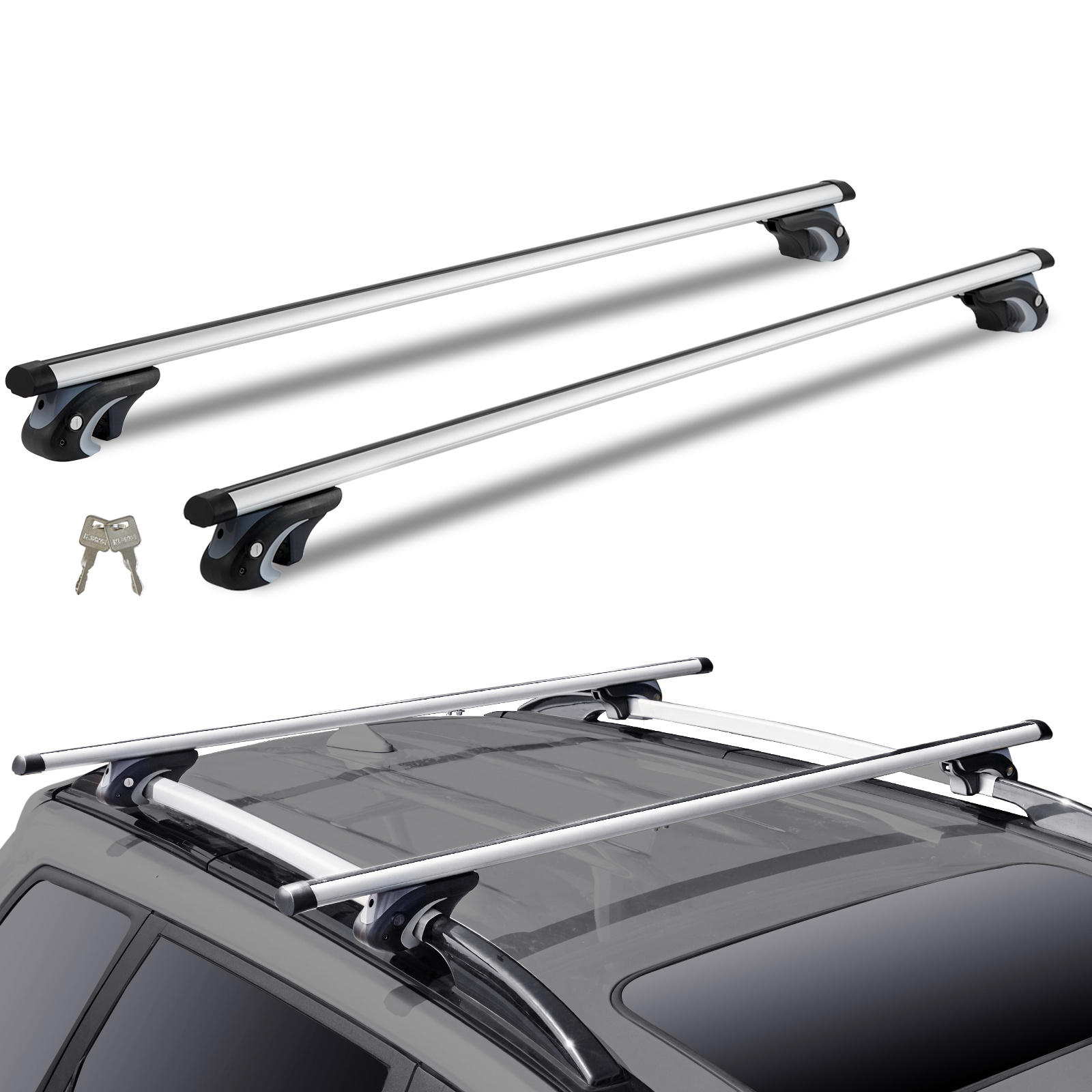 TEMU Vevor Universal Roof Rack Bars, 54" Aluminum Roof Rack Crossbars, Fit Raised Side Rail With , 200 Lbs Load Capacity, Adjustable Crossbars With