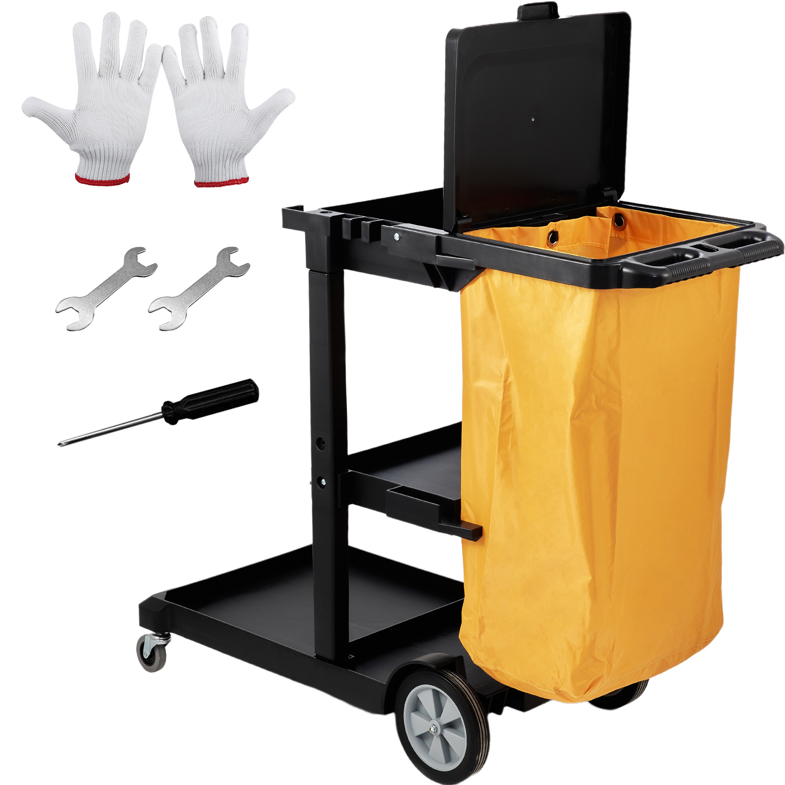 VEVOR Cleaning Cart, 3-Shelf Commerical Janitorial...
