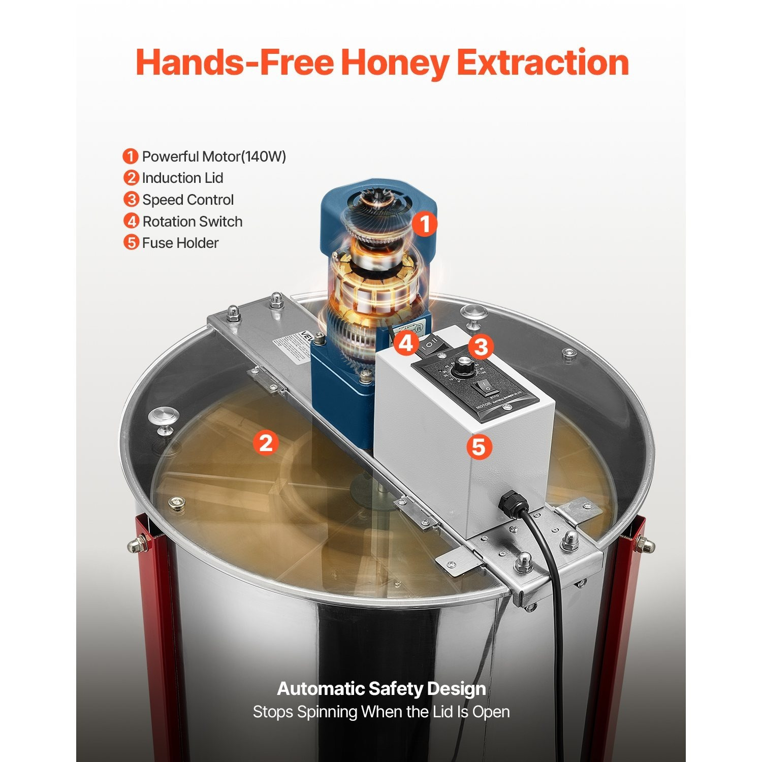     extractor 6 frame beekeeping honeycomb spinner stainless steel
