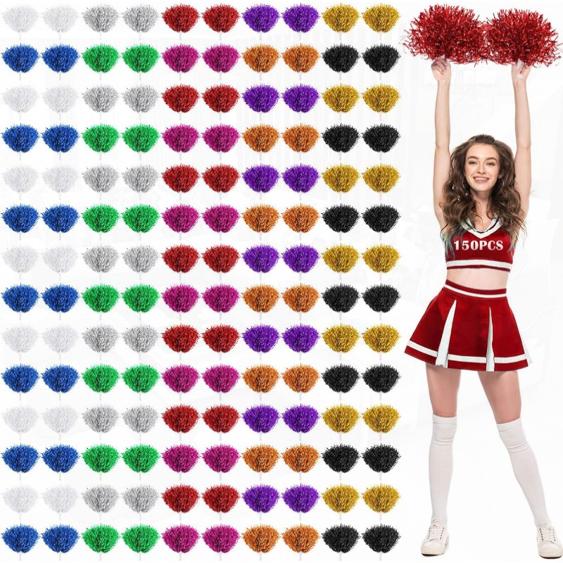 Pom Pon Cheerleader In Plastica - 6 Pezzi Dorati Per Danza, Sport E Feste - Accessorio Per Tifo E Costumi