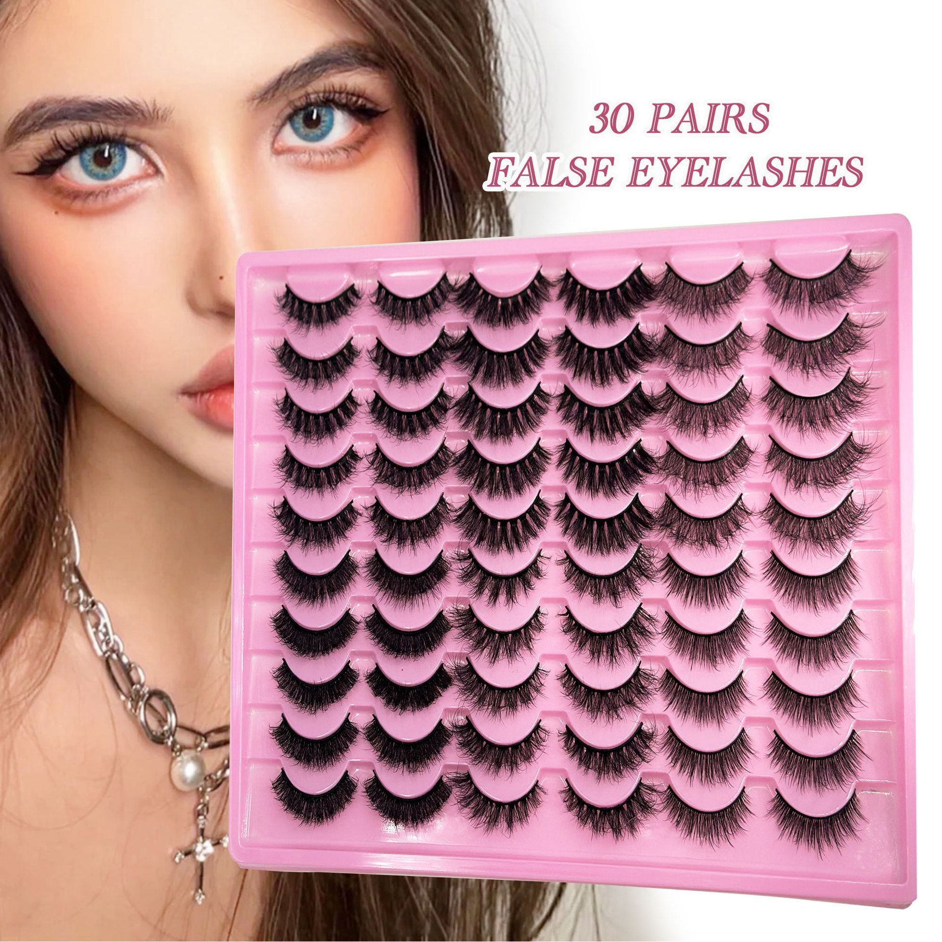 TEMU 30pairs 5d Fluffy Eyelashes D Lashes Thick Cat Eye Lashes Soft Wispy 8d Volume Fake Eyelash Extension Makeup