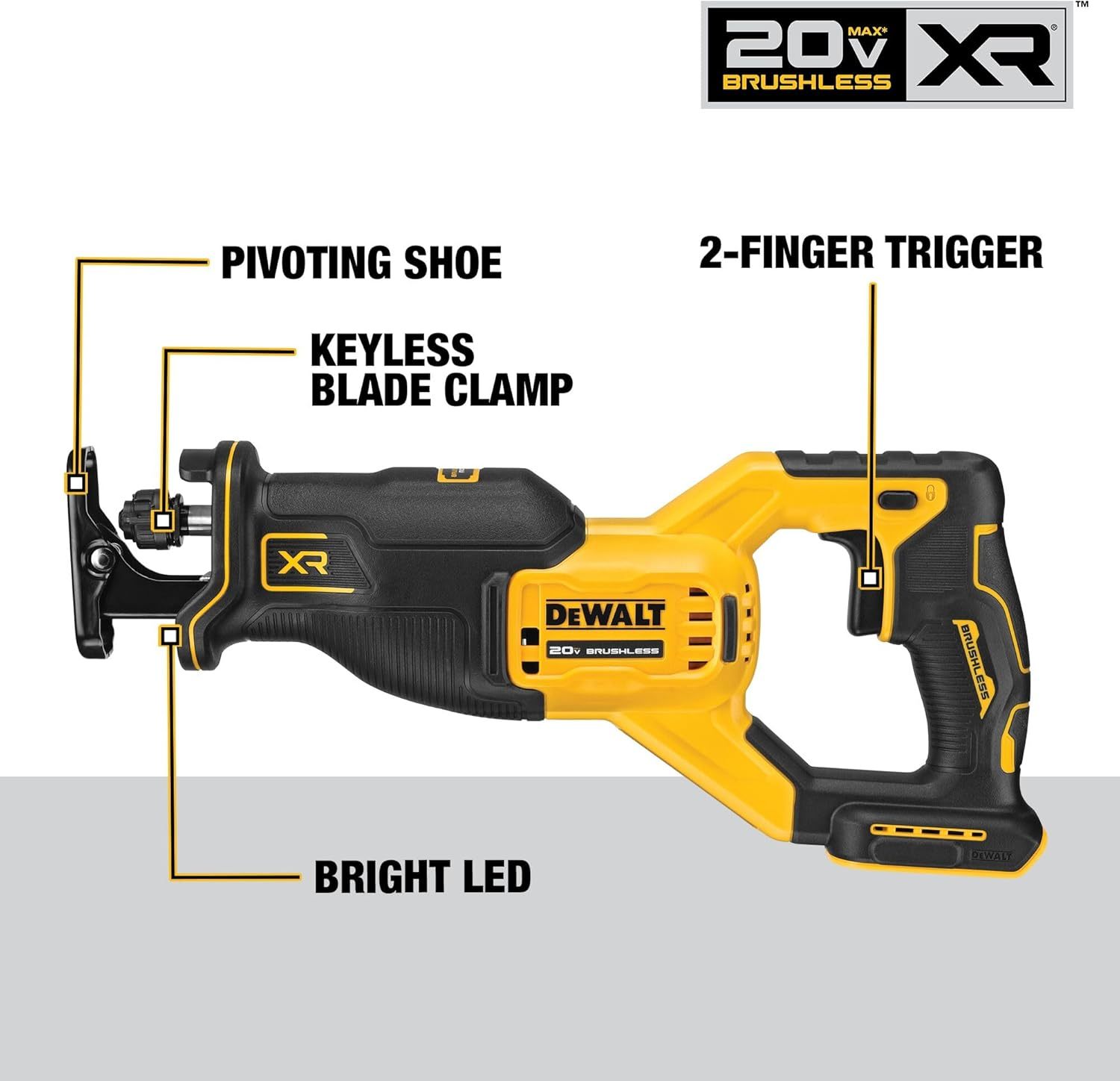 DEWALT 20V MAX* Reciprocating Saw, Cordless, 2-Finger Variable Trigger, Keyless (DCS382B)