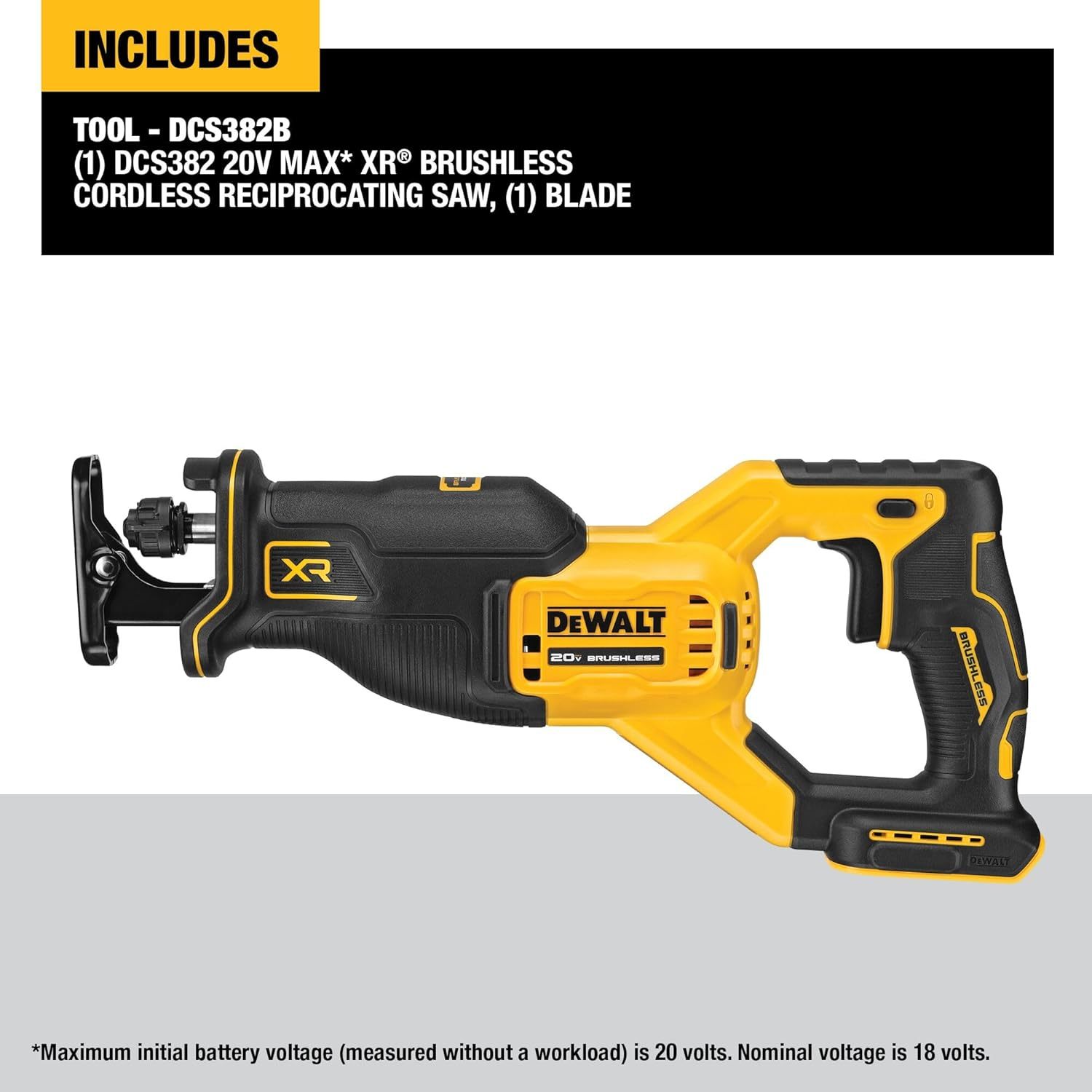 DEWALT 20V MAX* Reciprocating Saw, Cordless, 2-Finger Variable Trigger, Keyless (DCS382B)