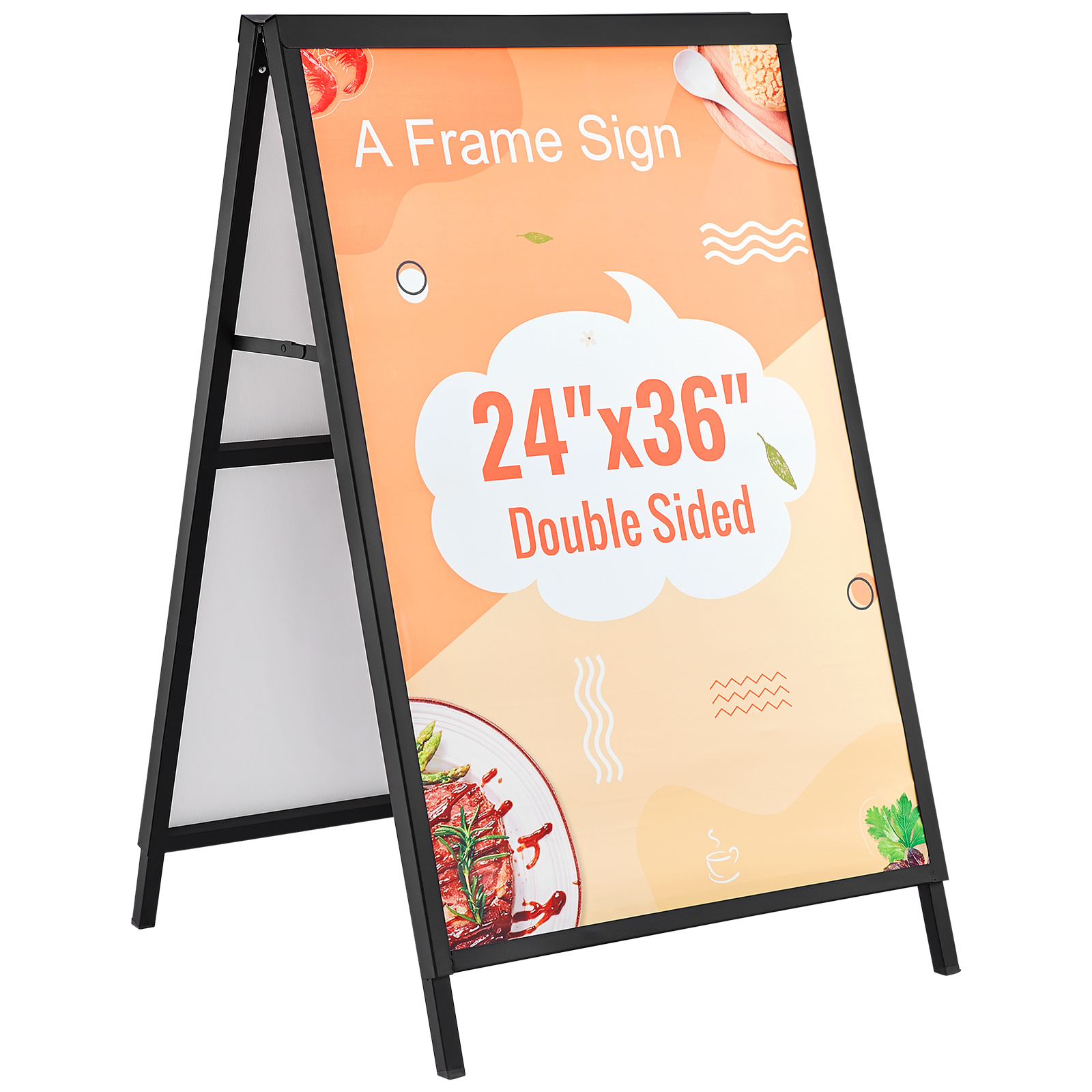 TEMU Vevor A Frame Sidewalk Sign, 24x36 Inch Heavy Duty Signboard Holder, Double-sided Folding Sandwich Board Signs, Steel Pavement Sign Poster For