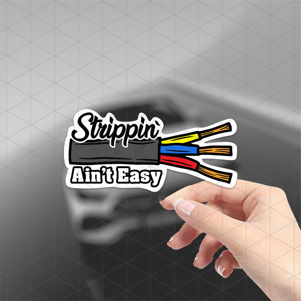 TEMU Vinyl Car Sticker Decal For Hard Hat, Collar Worker Electrician - "strippin Ain't Easy" Durable Weatherproof Adhesive Decal, Heavy Duty Car Stickers For Trucks, Laptops, Helmets, , Outdoor Use