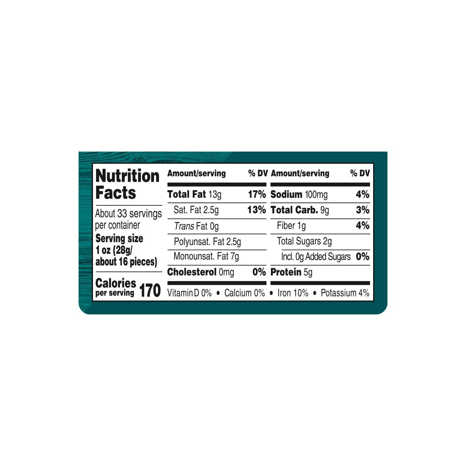 2 06 lbs premium whole   with sea salt premium whole   for   baking or entertaining packed in a resealable bag for freshness Product details 1
