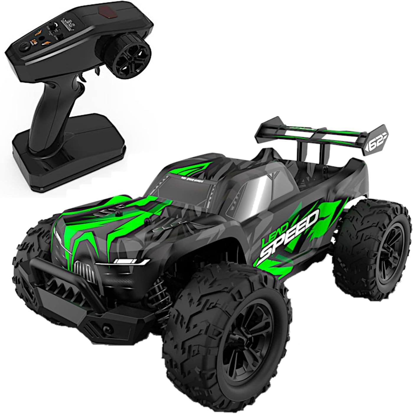 1/16 Ferocious RC Off-Road Truggy with metal spur gear, Radio Remote Control Racing Speed 30kmph 4x4 Sports Car, 12” Large All Terrain LED Vehicler Birthday and Christmas Gifts