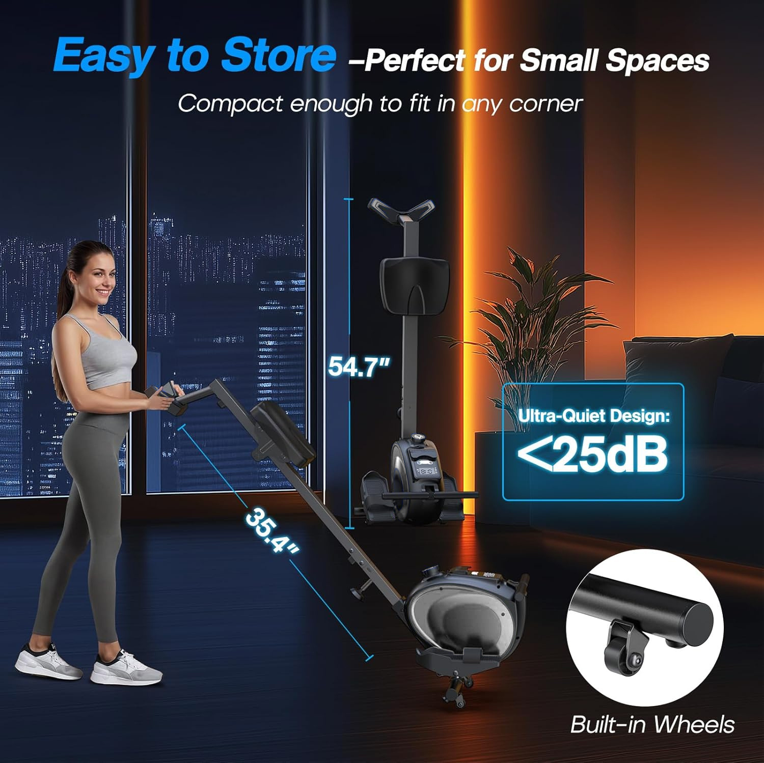 Rowing Machines，Magnetic Rowing Machine for Home Adjustable Resistance 8-Speeds, for Leg and Butt Toning，LED Display,Supports Up to 265 LBS Foldable Design for Easy Storage