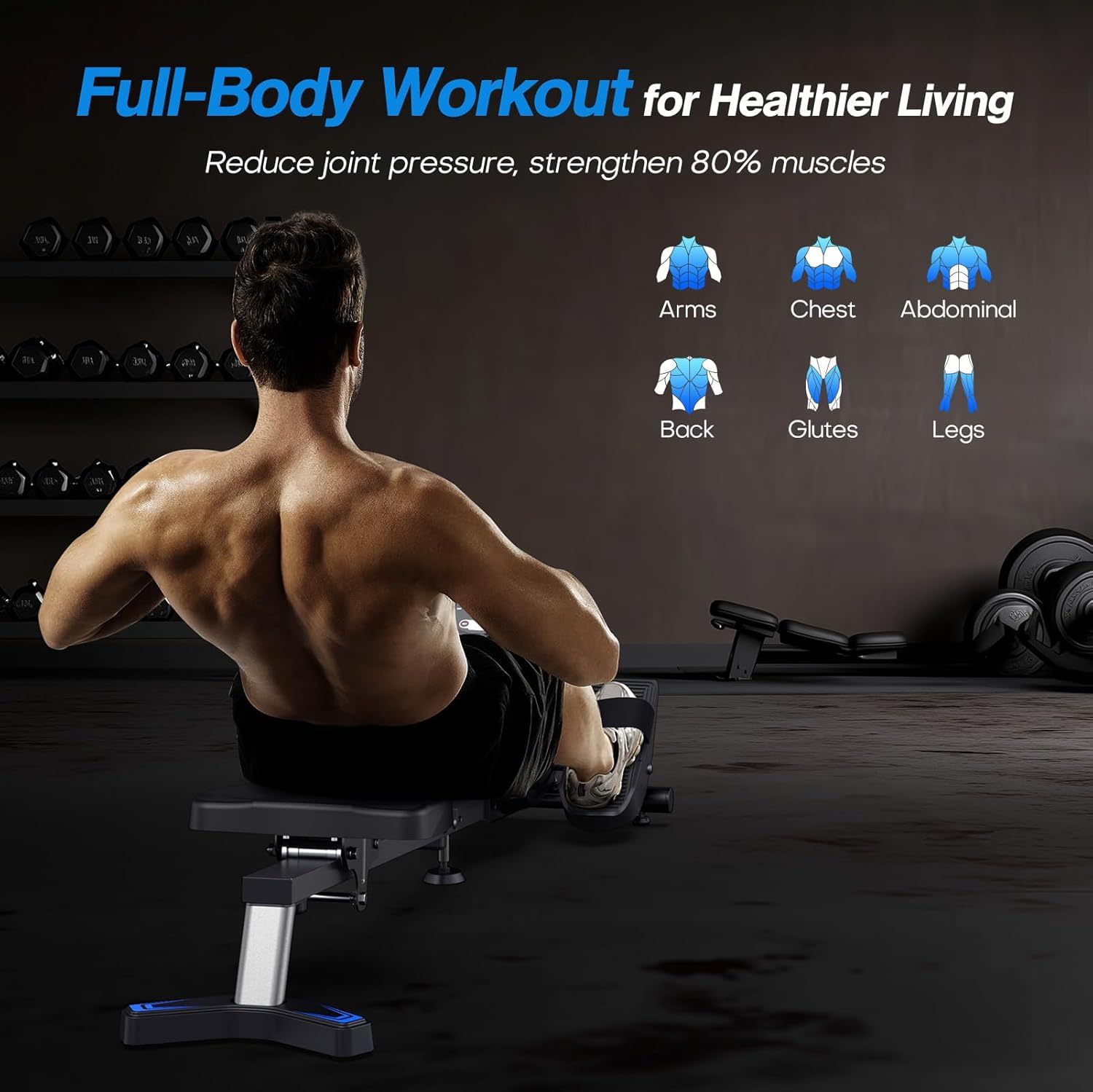 Rowing Machines,Magnetic Rowing Machine for Home Adjustable Resistance 8-Speeds, for Leg and Butt Toning,LED Display,Supports Up to 265 LBS Foldable Design for Easy Storage