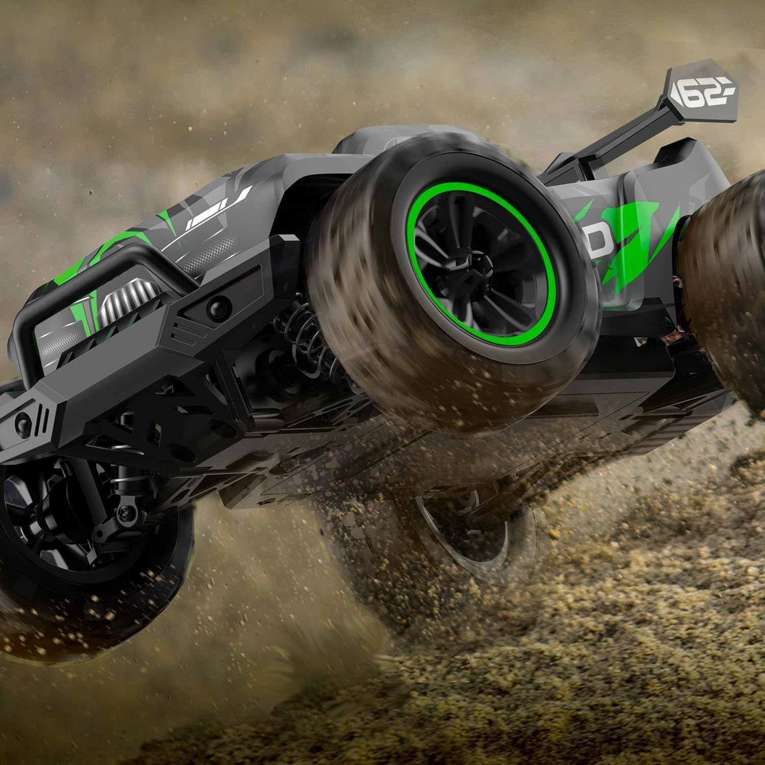 1/16 Ferocious RC Off-Road Truggy with metal spur gear, Radio Remote Control Racing Speed 30kmph 4x4 Sports Car, 12” Large All Terrain LED Vehicler Birthday and Christmas Gifts