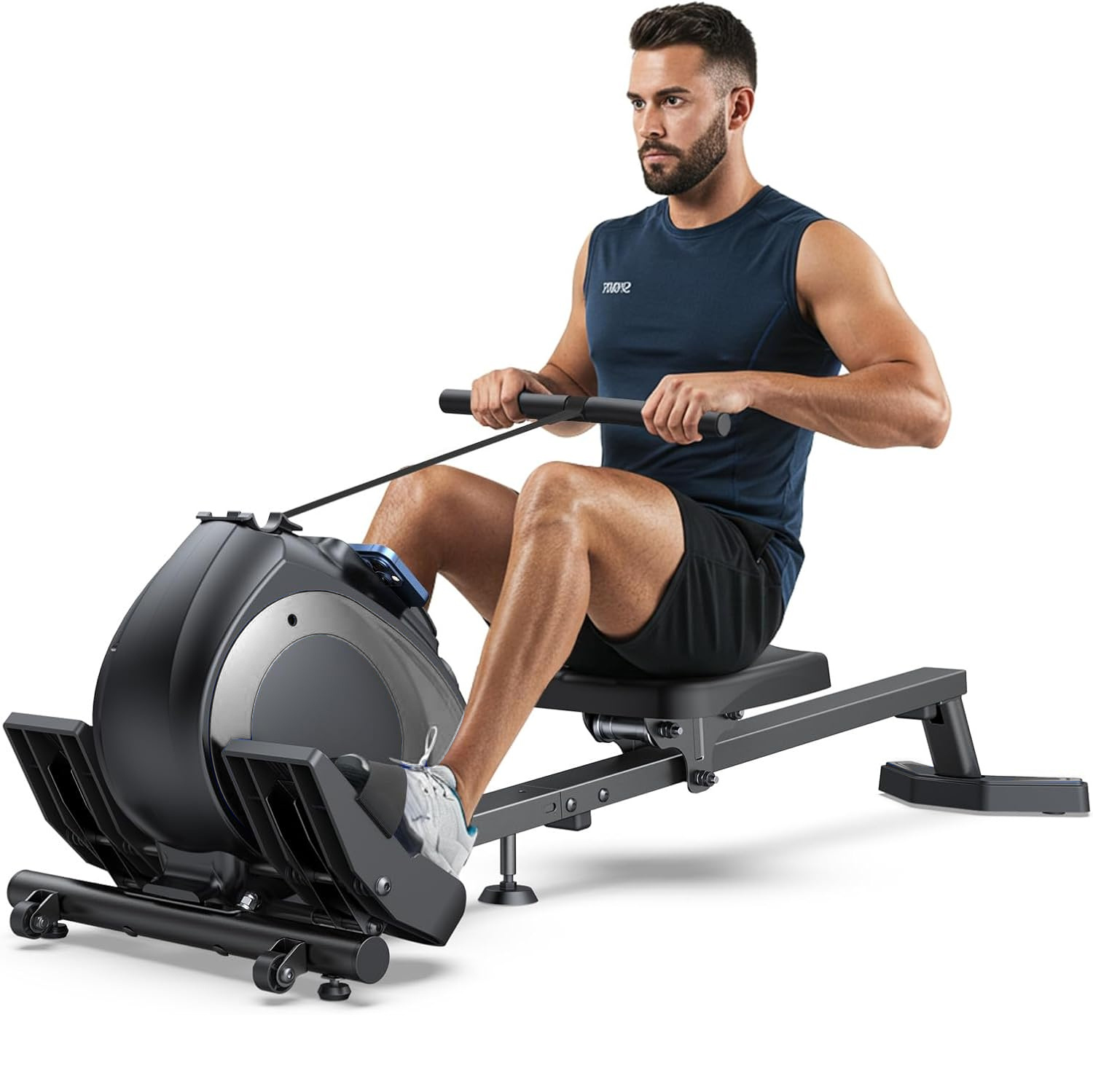 Rowing Machines，Magnetic Rowing Machine for Home Adjustable Resistance 8-Speeds, for Leg and Butt Toning，LED Display,Supports Up to 265 LBS Foldable Design for Easy Storage