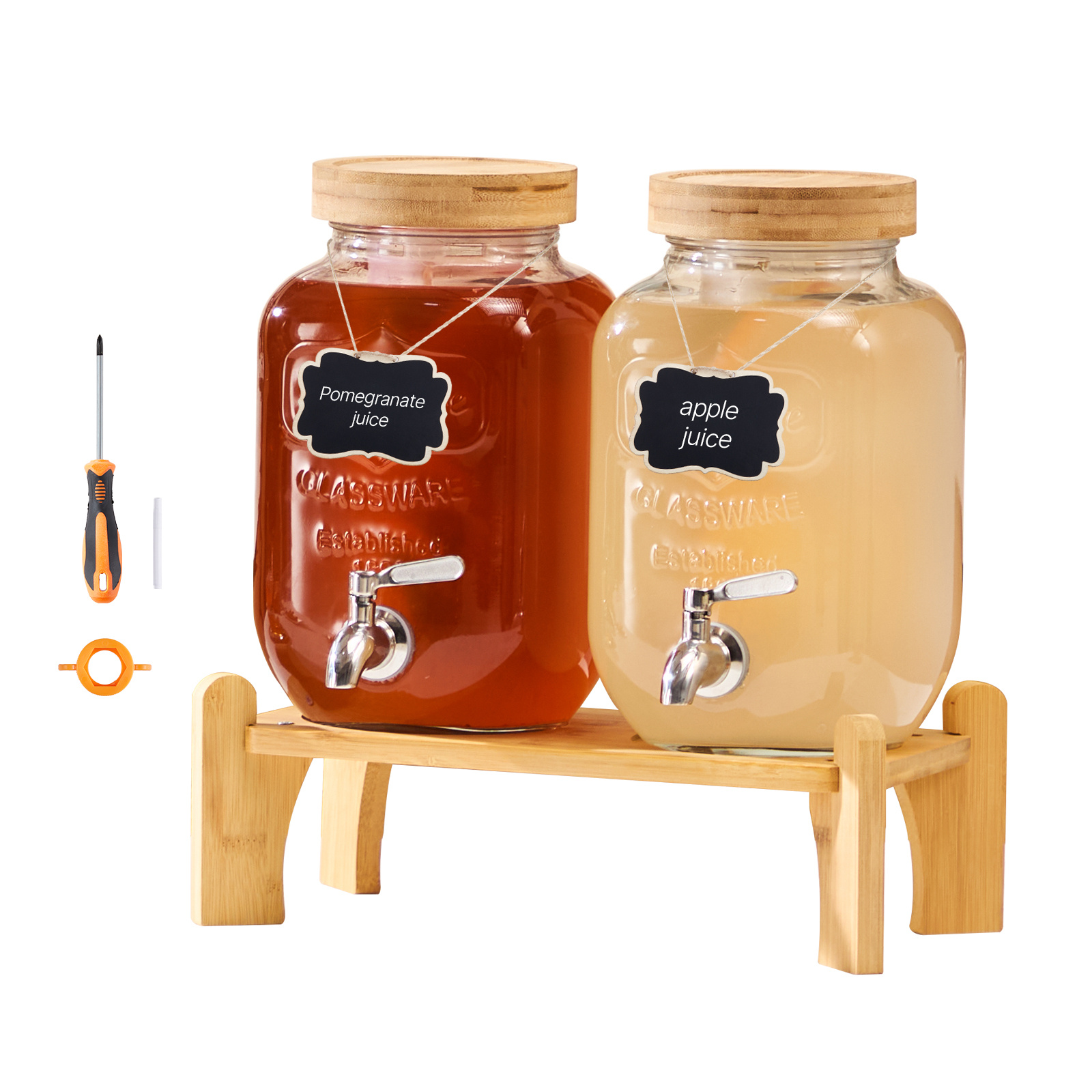 TEMU Vevor Drink Dispenser 1 Gal Beverage Dispenser For Parties Glass With Stand 2pcs / 3pcs