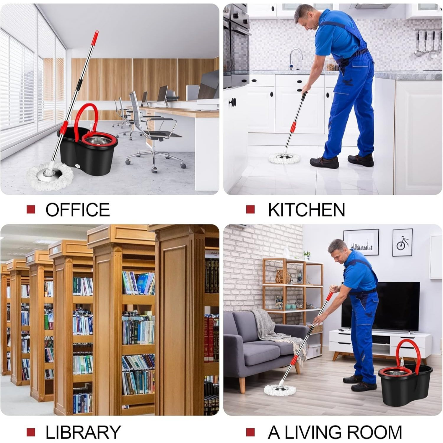 Spin Mop and Bucket with Wringer Set, 360° Spinning Mop Bucket System with 4 Microfiber Mop Replacement Heads and Stainless Steel Adjustable Handle for Floor Cleaning 11 Spin Mop and Bucket with Wringer Set, 360° Spinning Mop Bucket System with 4 Microfiber Mop Replacement Heads and Stainless Steel Adjustable Handle for Floor Cleaning