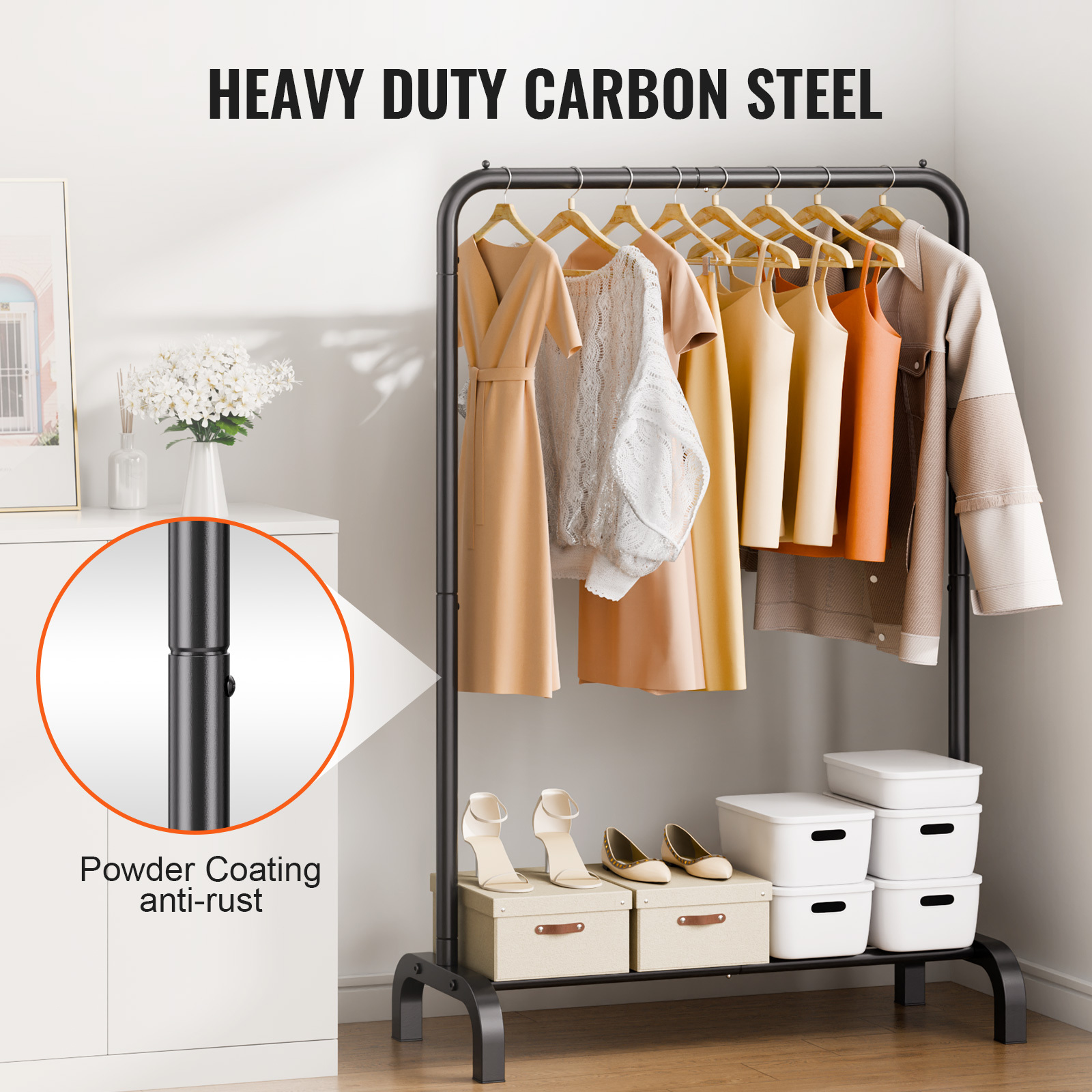   clothes rack heavy duty clothing garment rack with hanging rod and   storage area clothing rack for bedroom  