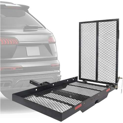 Foldable Aluminum Hitch Mount Scooter Carrier – 500 Lb Capacity Loading Ramp