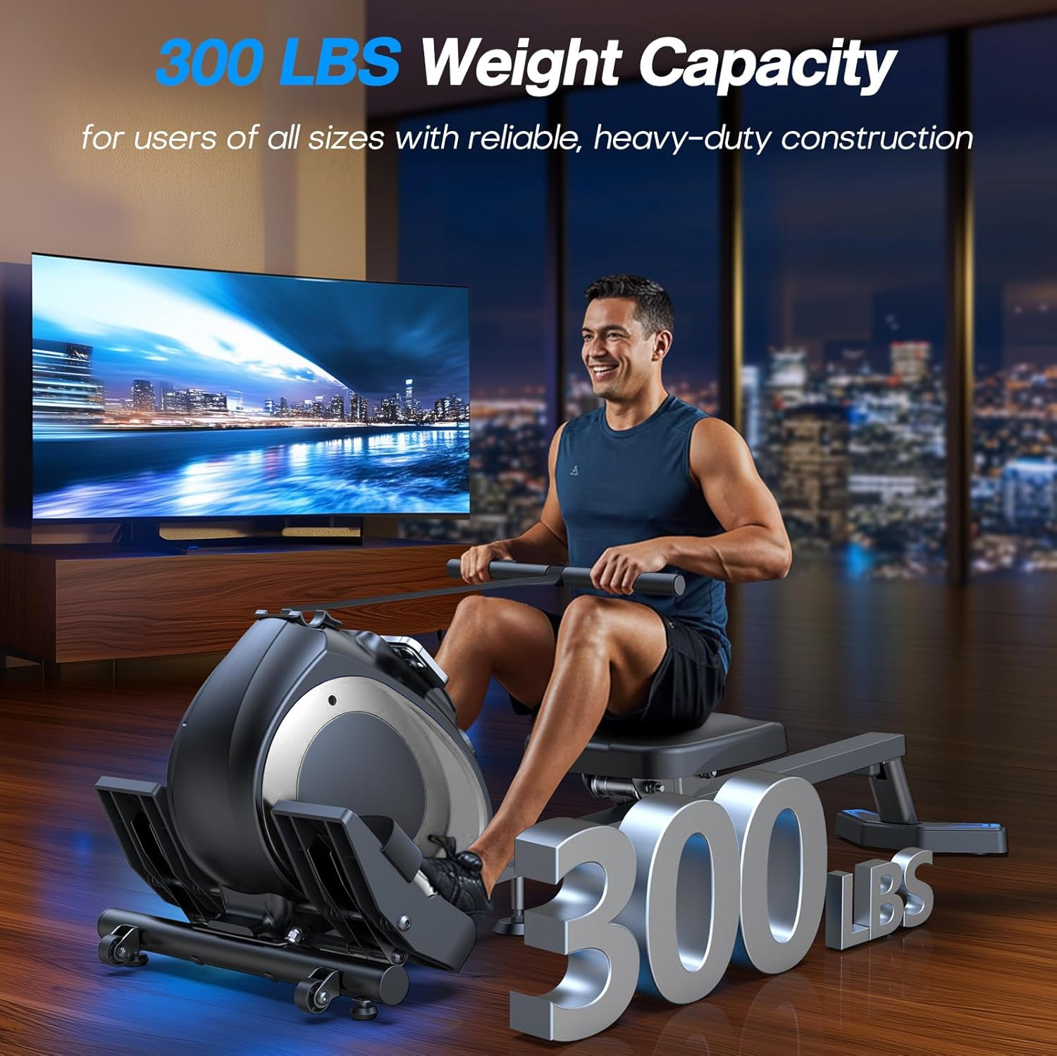 Rowing Machines，Magnetic Rowing Machine for Home Adjustable Resistance 8-Speeds, for Leg and Butt Toning，LED Display,Supports Up to 265 LBS Foldable Design for Easy Storage