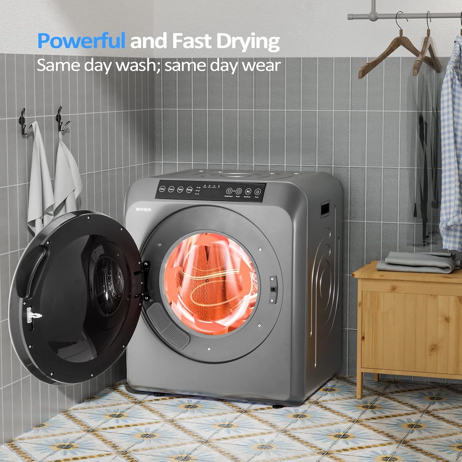 TEMU Compact Clothes Dryer - 3.5 Cu.ft Portable Laundry W/ Lcd , Stainless Steel Drum, 13.2lb Capacity For Apartments & Dorms, 110v Classic White W/