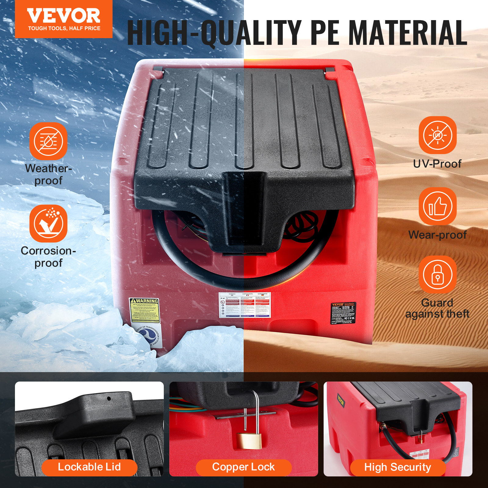 portable     gal fuel tank with 12v electric transfer pump orange red Product details 10