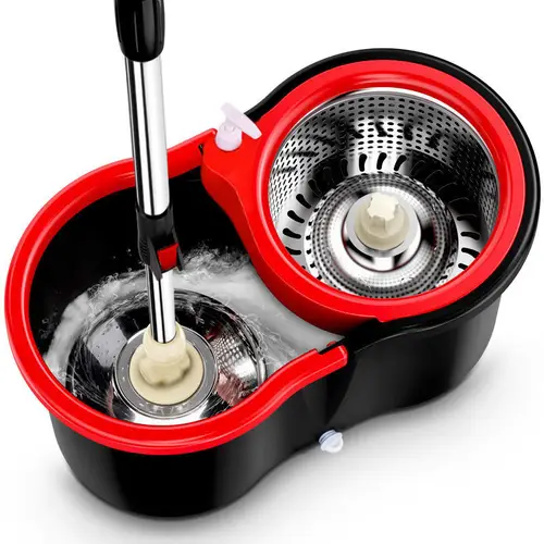 mop and bucket set 360 spin mop and bucket with wringer set microfiber mop refills stainless steel 61 extended handle spinning mop for floor cleaning