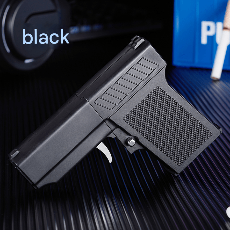 gun lighter cigarette holder creative gun-shaped windproof jet lighter with hidden cigarette storage  compartment, can hold 8 cigarettes, blue flame and adjustable, convenient  gas filling design ( is not included), suitable for camping, kitchen baking  and
