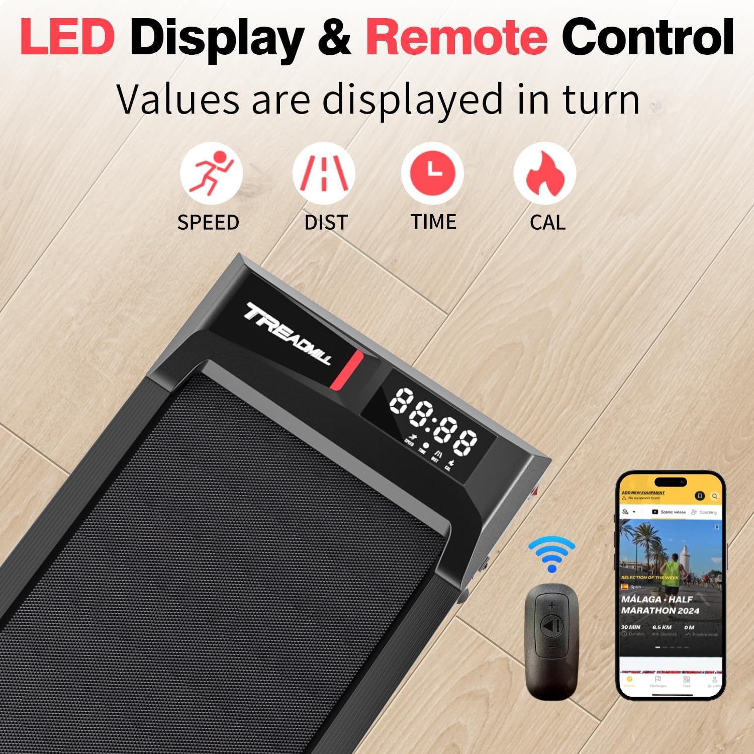 Treadmills, 3 in 1 Portable Treadmill and Walking Pad, with Incline for Home/Office, Remote Control and LED Display