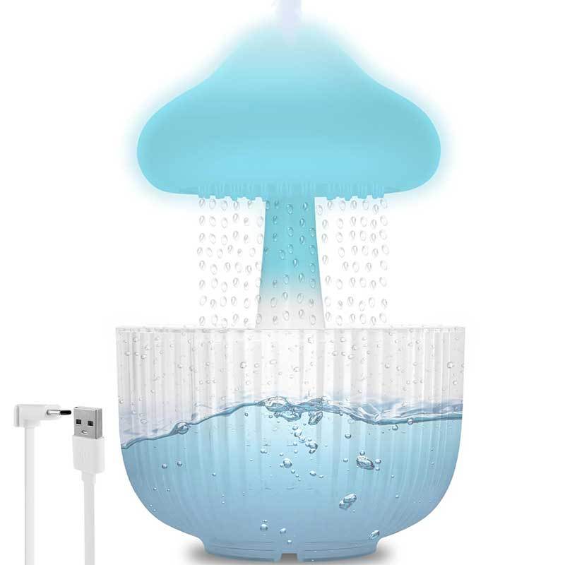 

1pc Usb Powered Mushroom Humidifier With Waterfall Light, Dual Mist Evaporative Technology, Pre-filter, 7 Mood Lights, Sound, Remote Control, For & Bedroom