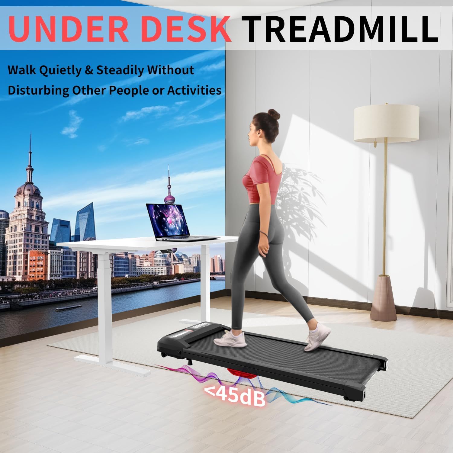 Treadmills, 3 in 1 Portable Treadmill and Walking Pad, with Incline for Home/Office, Remote Control and LED Display