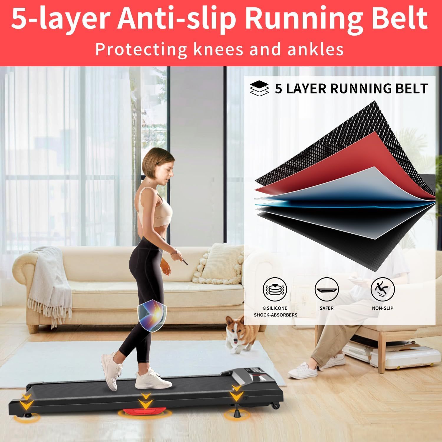 Treadmills, 3 in 1 Portable Treadmill and Walking Pad, with Incline for Home/Office, Remote Control and LED Display