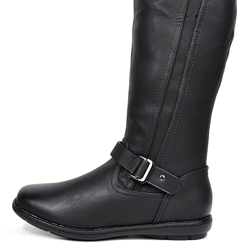 Women's Wide Calf Knee High Boots, Fashion Fur-Lined Pointed Toe Flat  Heels Winter Boots Suitable for party, dance, shopping, walk,