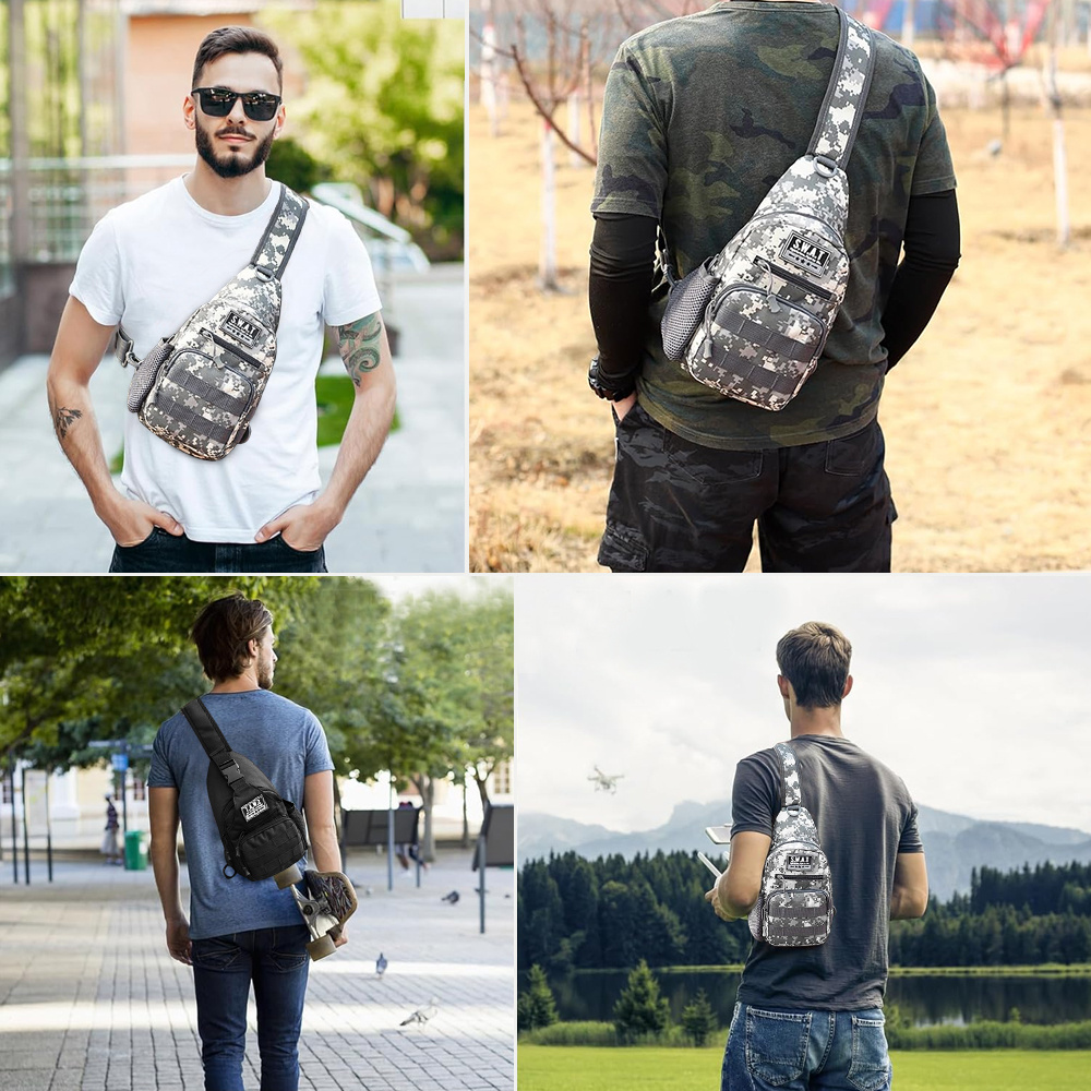 TEMU Men's Chest Bag With Adjustable Strap Men's Crossbody Canvas Shoulder Bag, Men's Backpack For Sport Crossbody Sling Backpack Fanny Pack