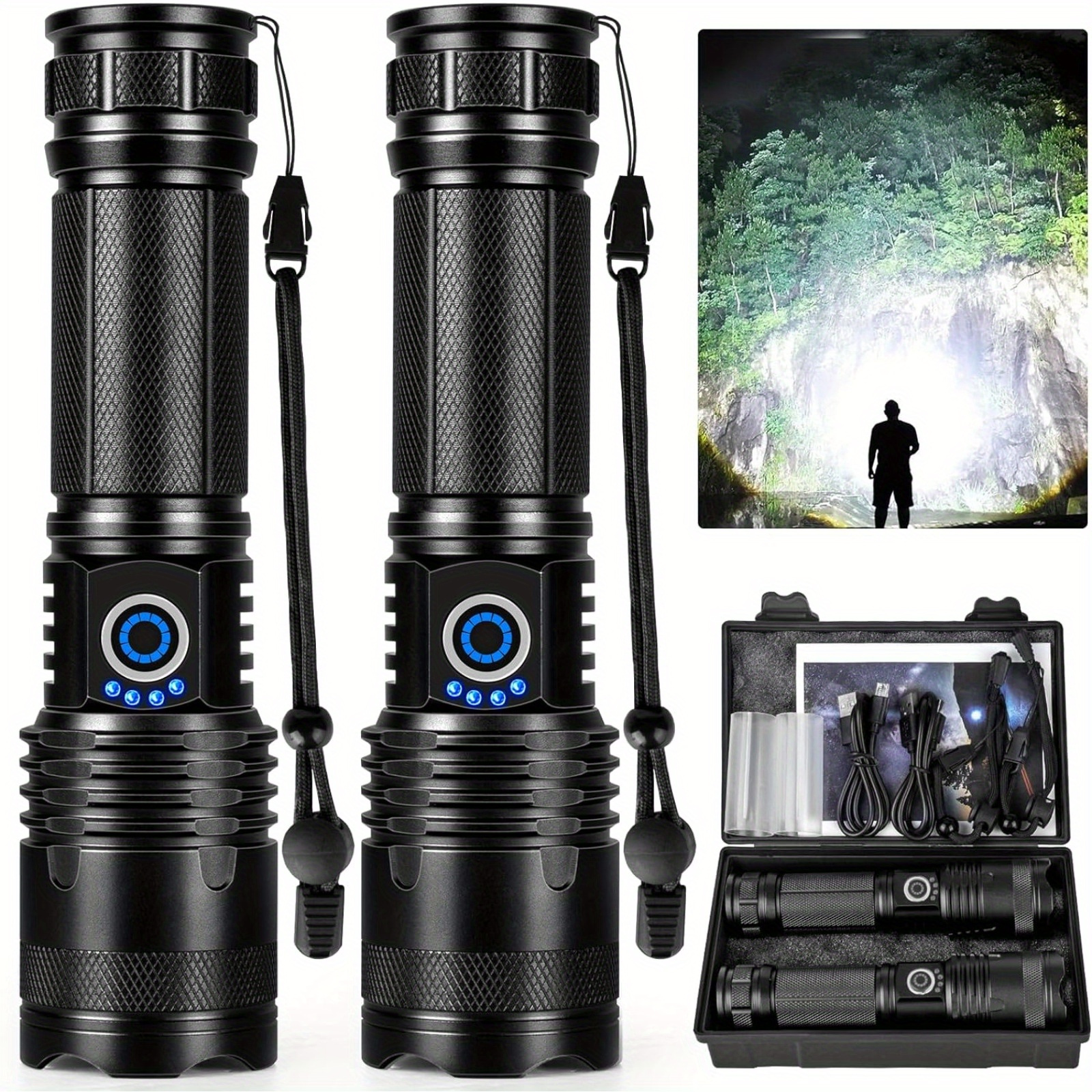 

Rechargeable Led Flashlight Flashlight 5 Waterproof Powerful Flashlight Flashlight For Hiking (2 Pack)