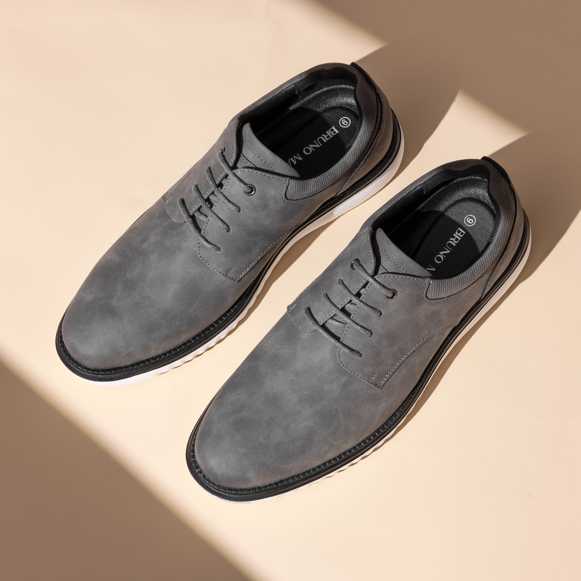 grey casual dress shoes Ariston Mens Solid Gray Whole Cut Oxford Leather Dress Shoes, 14 main image 0
