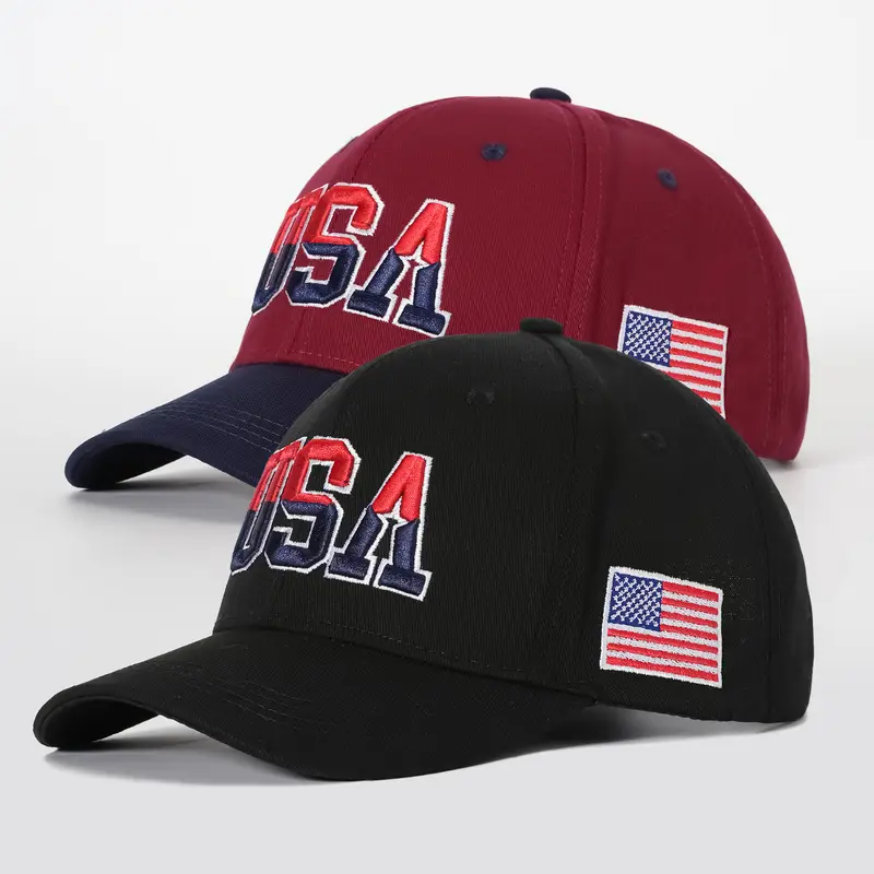2pcs usa embroidery baseball cap for men hip hop fashion cap for women outdoor visor snapback cap details 3