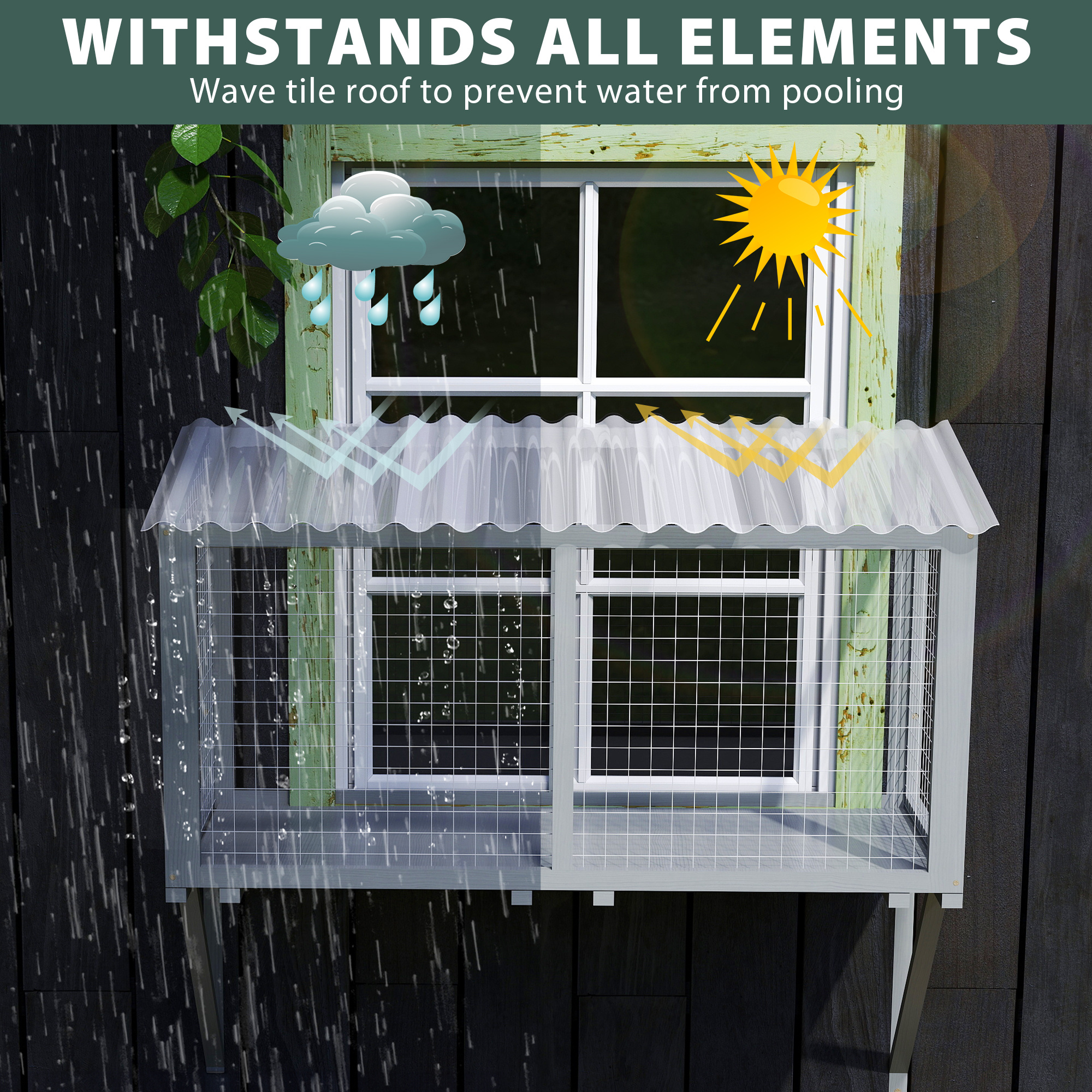 window outdoor cat enclosure window box wooden - Temu