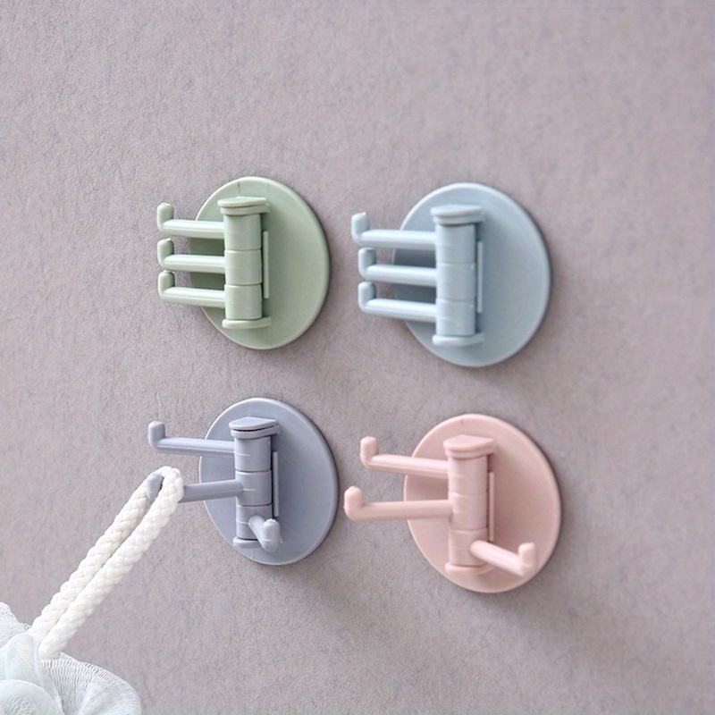 

1pc Rotating -point Hook, Rotating Hook, Towel Bath Flower Paste Hook, No Punching, 3 Claw Hooks, 3 Stick Paste Hooks, Paste Hooks, Random Colors, Hooks