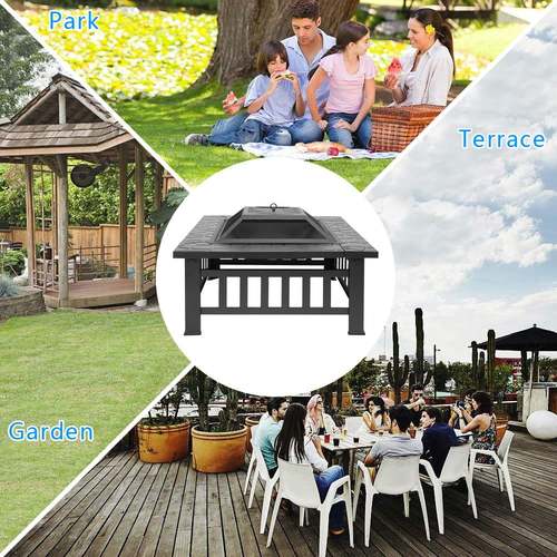 32 inch outdoor fire pit firepit table metal outdoor fireplaces for outside patio camping black